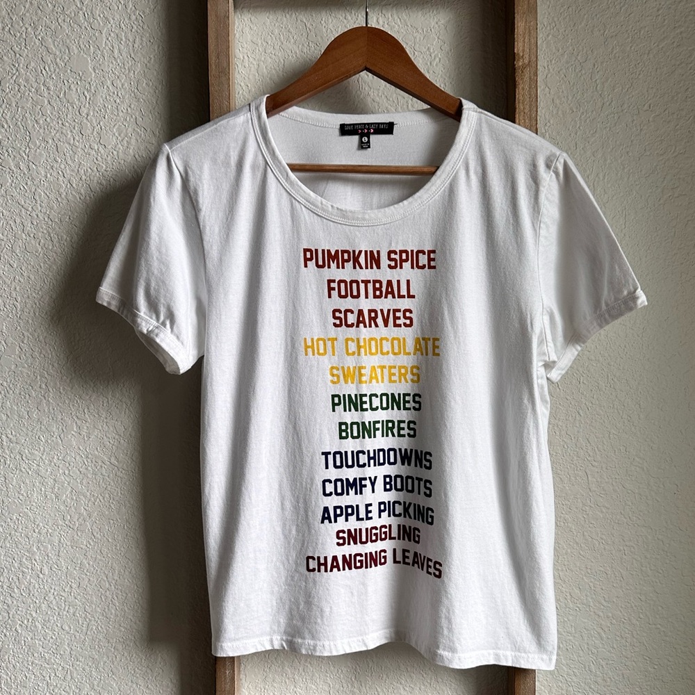 Love Peace & Lazy Days Fall top sz: Large